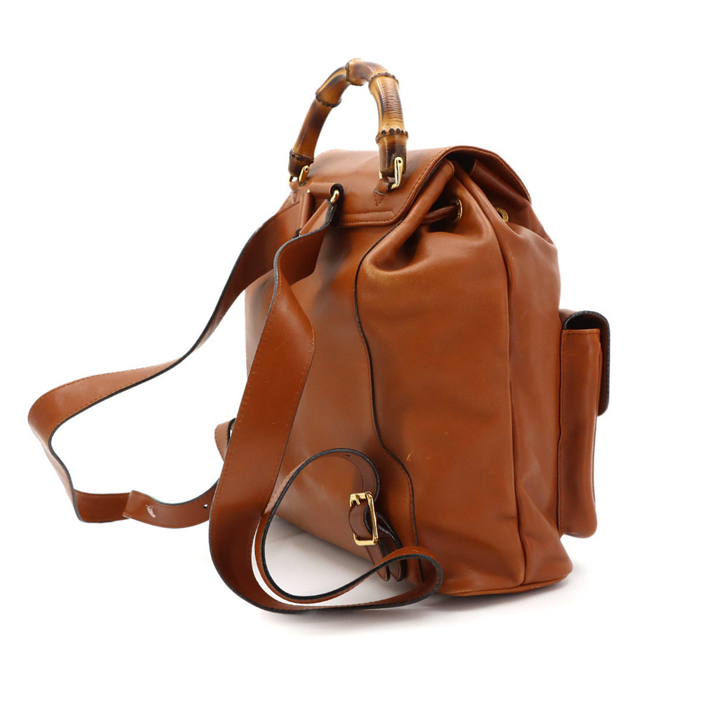 Gucci Bamboo Backpack, Leather, Brown, Gold Hardware, 003.1998.0016 - Picture 3 of 10